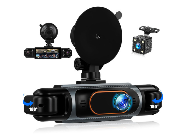 360 Degree View Dash Cam for Cars,4 Channel Dash Cam Car Camera Front and Rear Inside Left Right,3.16 Dashcams with Night Vision,Loop Recording,24H...