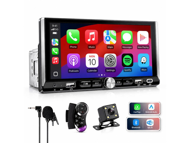 Single Din Car Stereo - 6.9' InCell Touchscreen Car Radio with Wireless Apple Carplay Android Auto, Car Audio with Bluetooth 5.2 Mirror Link Backup...