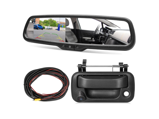 Tailgate Backup Camera + 7' Rear View Mirror Screen Monitor Fit for Ford 2004-2014 F150/ 2009-2016 F250/F350 Pickup Trucks 4.3 Mirror Video LCD,...