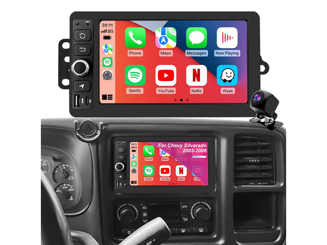 Upgrade Radio for Chevrolet Chevy Silverado 1500/2500/3500 2003-2006,GMC Sierra 2003-2006, Envoy 2002-2009, Avalanche Yukon 7 Inch Touchscreen Car...