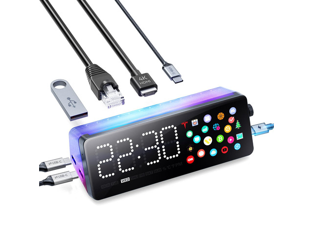 Laptop Docking Station, 7-in-1 USB C Docking Station with Screen, Multiple Built-in Apps, USB C Dock with HDMI 4K@60Hz, 90W Max Power Delivery, 1...