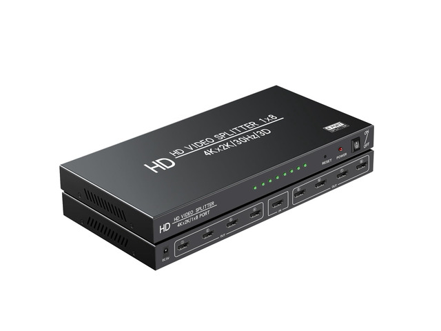 4K 1x8 HDMI Splitter 1 in 8 Out, 8 Port Powered hdmi splitters Multi Monitor Outputs, Mirror/Copy Screen only (Not Extend) 8 Way Splitter Support...