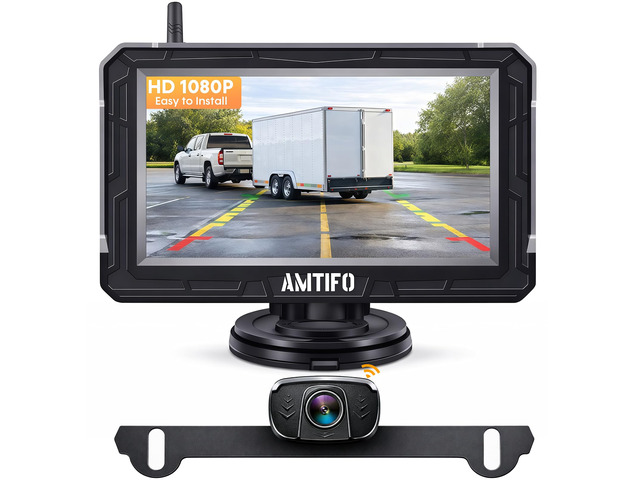 Wireless Backup Camera Truck Hitch Trailer - Easy Install Digital Stable Signal HD 1080P Car Rear View Camera with 4.3 Inch Monitor System - A18