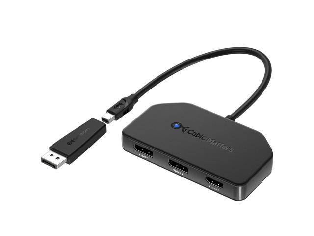 DisplayPort 1.4 MST Hub, 2X DisplayPort and 1x HDMI 1x HDMI 2.0 + 2x DP 1.4, DP Splitter Hub, for Windows, Not Compatible with macOS