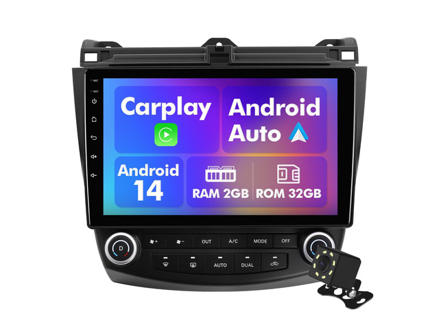 Android 14 Car Stereo for Honda Accord 2003-2007, 10.1' IPS Touchscreen Radio with 2GB+32GB, Wireless CarPlay & Android Auto, GPS Navigation, WiFi,...