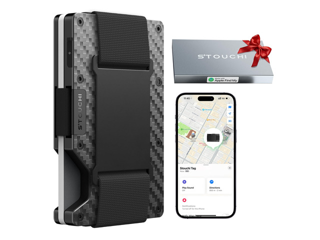 Trackable Wallet for Men Built-in Find My (iOS Only) RFID Blocking Wealth Plaid Design Carbon Fiber Slim Wallet Holds 15 Cards No Extra Bump...
