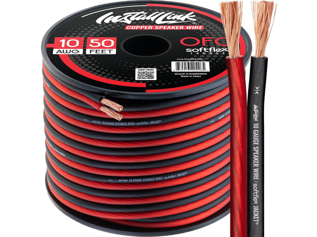 10 AWG Gauge Speaker Wire Cable (50 Feet) Stereo, Car or Home Theater, OFC