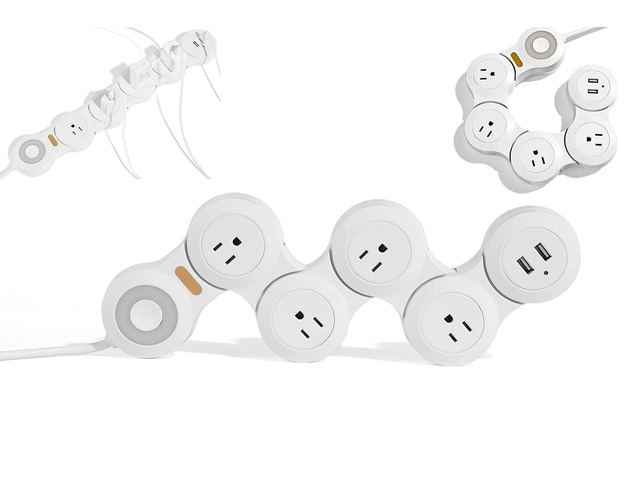 Flexible Surge Protector Power Strip, 6 Feet Long Cord 4 Outlets 2 USB 10V/13amp Flat Plug with Overload Protection Extension Cord,Suitable for...