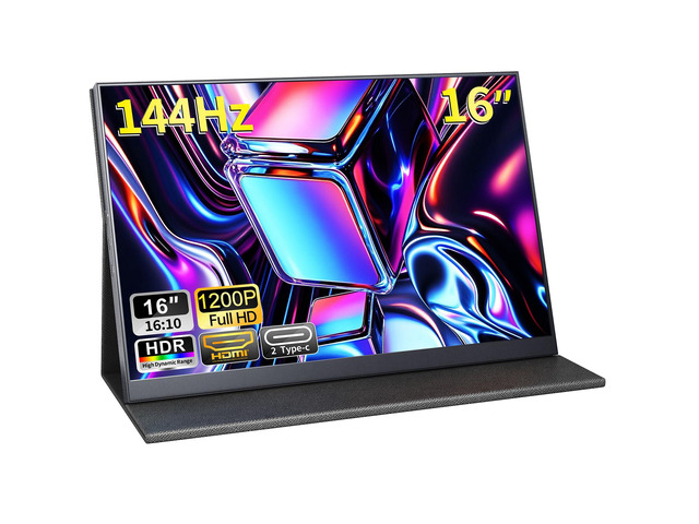 16' 144Hz FHD Portable Monitor,100% sRGB 1200P HDR Portable Gaming Monitor Portable Monitor with USB-C HDMI VESA and Magic Cover,External Screen...