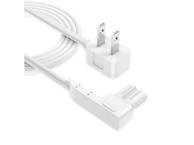 6.6ft 90 Degree Angled Power Cord for Sonos One/One SL/Play:1 Speakers, Space-Saving Nema 1-15P to Figure 8 C7 Power Cable, No Bulge, White