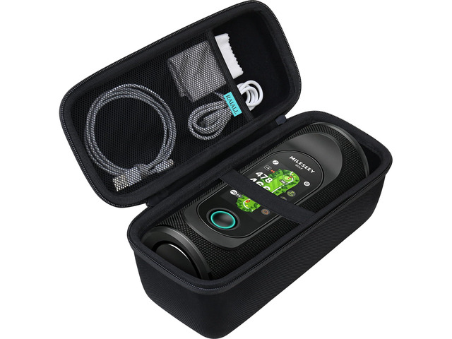 Hard Case for MiLESEEY GeneSonic Pro Golf Speaker, Black GPS Rangefinder Handheld Shockproof Protective Travel Bag, Mesh Pocket for USB Cable and...