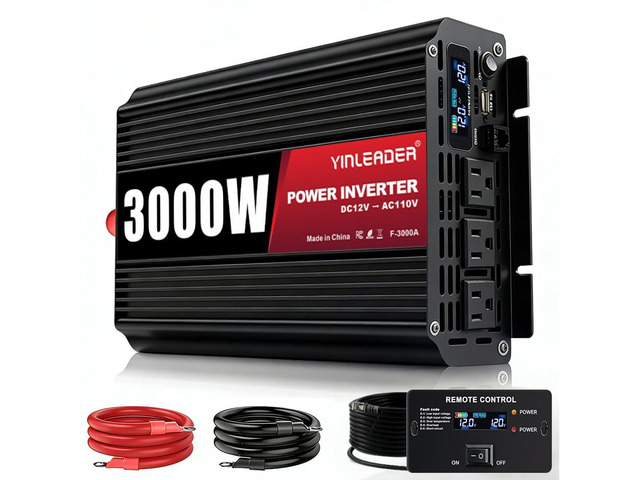 3000 Watt Power Inverter 12v to 110V/120V Converter Peak Power 6000W with 3 AC Outlets,1 USB Port, Remote Controller & LCD Screen DC to AC Inverter...