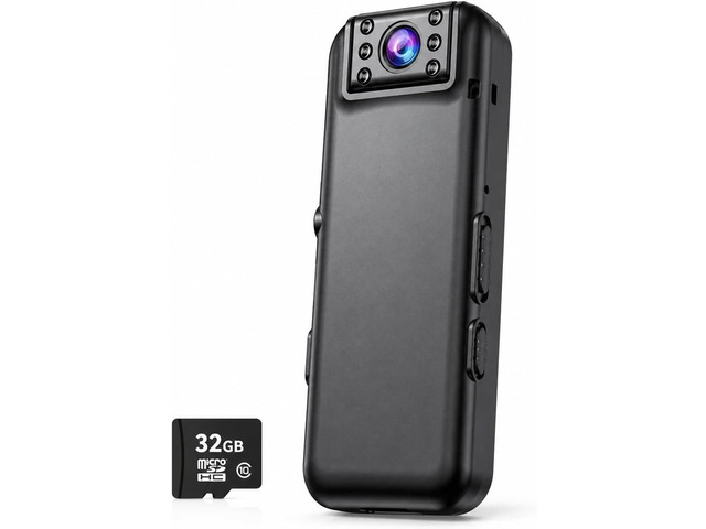 2K Body Camera with 15H Battery, 180° Rotating Lens, Auto Image Flip, Wearable POV Camera with 32GB Card, Magnetic Clip & 1/4 Mount for Cycling,...