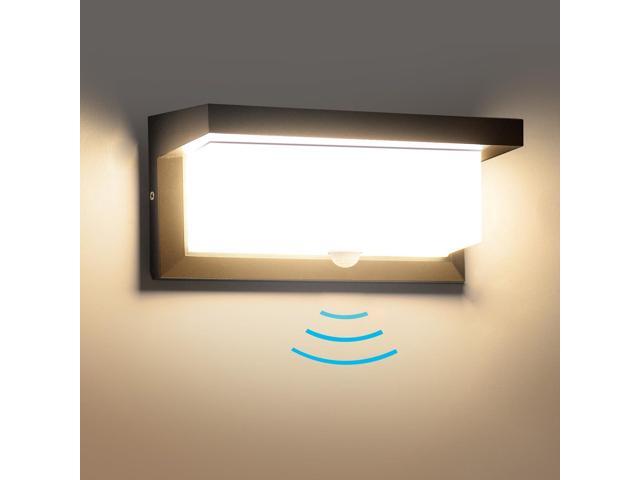 18W Motion Sensor LED Wall Light, IP65 Outdoor Porch Light 110V Hardwired design, aluminum housing, dusk to dawn function, applicable for outdoor...