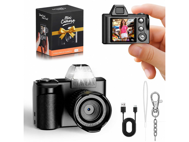 Mini Keychain Digital Camera - 1080P HD Video & 64GB Card Small Tiny Retro Camera, 1.3'' HD Screen Camera for Travel Study Recording,Ideal Gift