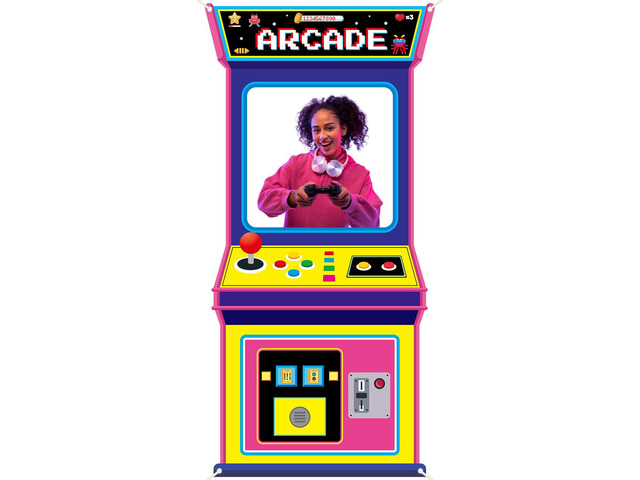 Fabric Large 72.8 x 35.4 Inch Arcade Game Photo Background Retro Video Gaming Decoration Back to The 80s 90s Neon Party Photo Booth Props Hanging...