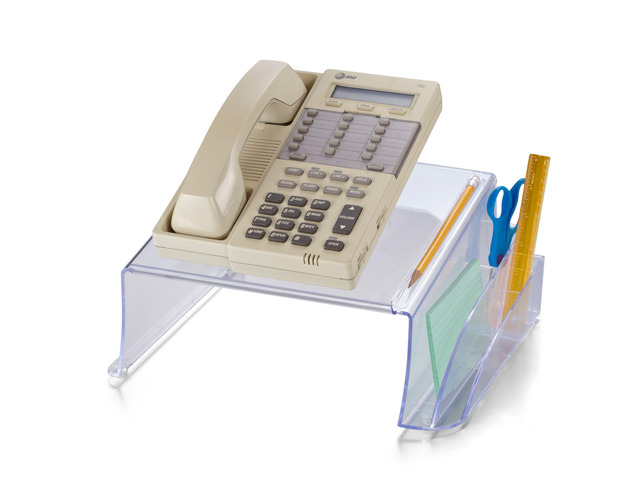 Telephone Stand - Laptop Stand and Desk Organizer with Storage Underneath, 3 Pen Compartments, 2 Accessory Holders, Non-Skid Rubber Pads, 12.5 x...