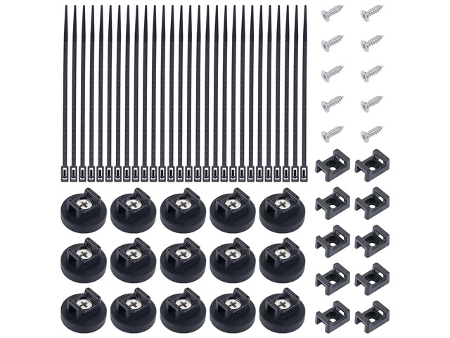 15 PCS Magnetic Zip Tie Mounts, Black Magnetic Wire Holder Multipurpose & Releasable Nylon Cable Ties & Cable Tie Mounts Base and Tapping Screws...