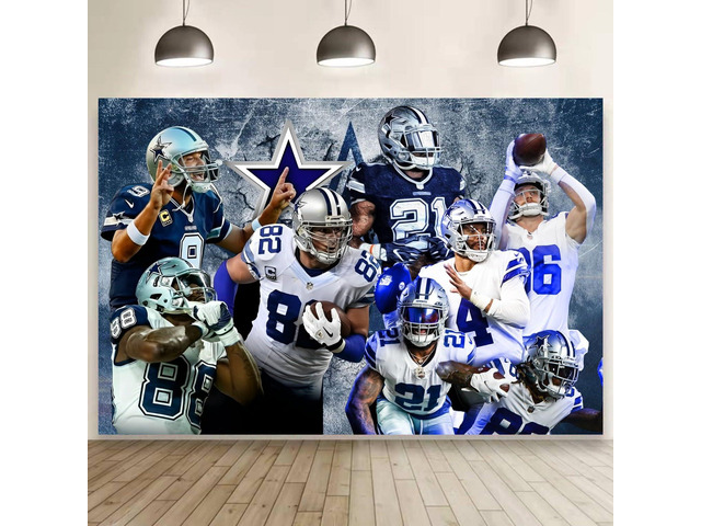Cowboys Birthday Party Decorations, 5x3ft Happy Birthday Back Drop Banner Theme Backdrop Banner for Football Party Decorations Indoor Outdoor