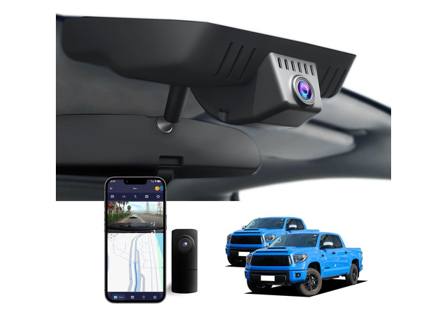 OEM Style Front & Rear Dash Cam for Toyota Tundra 2017-2021 Front 4K, Rear 1080P, 128GB Card, Hidden Design, Plug & Play, Easy Install, Loop...