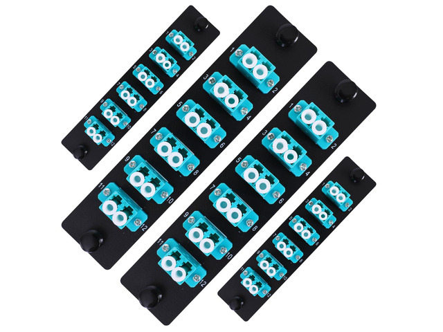 4PCS 6 Duplex 12 Core LC Adapters OM3 Fiber Patch Panel LGX Footprint Loaded 12 Fiber Ports Couplers Enclosure - LC UPC Blue Compatible with...