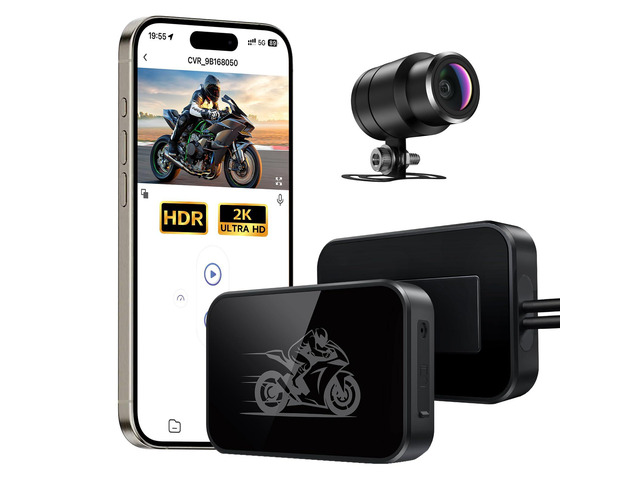 Motorcycle Dash Cam, 2K Single Lens Ultra HD Front Camera IP67 Waterproof, Loop Recording, 24H Parking Monitor, Wide Angle, Night Vision, App...