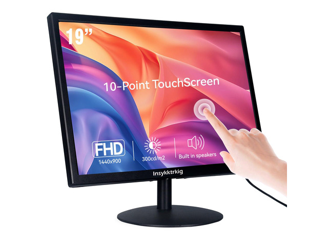 Touchscreen Monitor 19' FHD 1440x900 Multi-Touch Screen HDMI VGA Type-A Touch Port Dual Speakers,60Hz,VESA,Brightness 300cd/mÂ²,Tilt Adjust,PC...