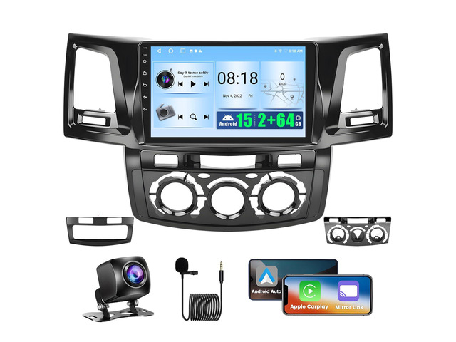 Android 15 Car Stereo for Toyota Hilux Vigo 2005-2014, 9' Touchscreen Radio Wireless CarPlay & Android Auto, Mirror Link, WiFi GPS Bluetooth FM,...
