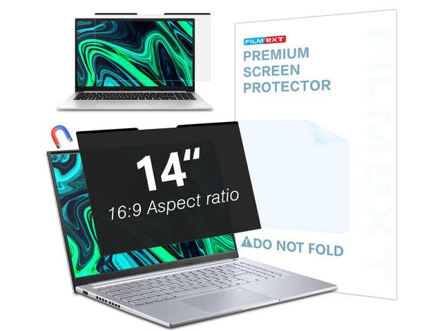 Magnetic Laptop privacy screen 14 inch for 16:9 Widedisplay Removable Laptop Privacy Screen Shield Anti Glare Blue Light Filter Compatible with...