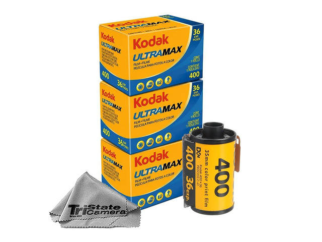 GC/UltraMax 400 35mm Color Negative Film (3-Pack) 36 Exposures per Roll, ISO 400, Daylight-Balanced Print Film + TSC Microfiber Cloth