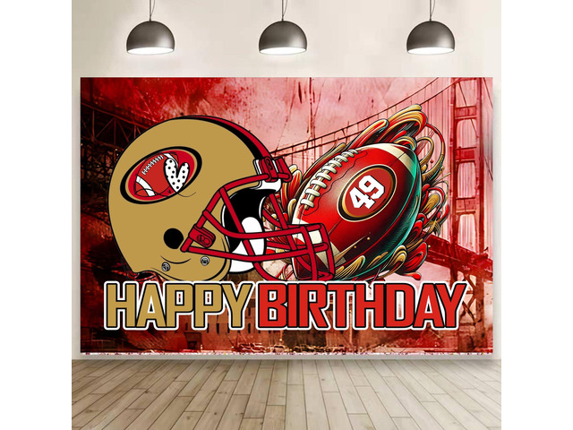 49 Birthday Party Backdrop,Football Party Decoration,49 Football Themed Birthday Banner Shoot Photo Backgrounds Props for Party 5x3ft