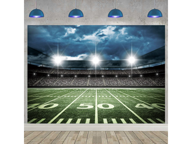 Football Field Backdrop Football Themed Auditorium Light Photography Background Sports Birthday Party Decoration Banner Photo Studio Props (120x96...