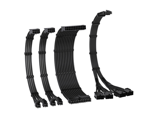 PCIE 5.0 12VHPWR Sleeved Cable Kit, 16AWG Power Supply Cable Extension, PC PSU Sleeved Cable, 24PIN-ATX/(4+4) PIN-EPS/(12+4) PIN to 4X 8 PIN PCIE-...