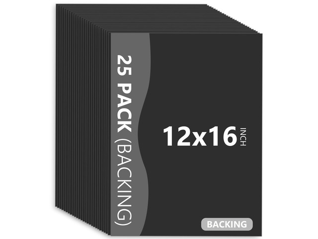 25 Pack Backing Boards, 12x16 Uncut Black Mat Boards Acid Free Backerboards for Art Prints, Ideal for Photos, Pictures, Prints, and Frames