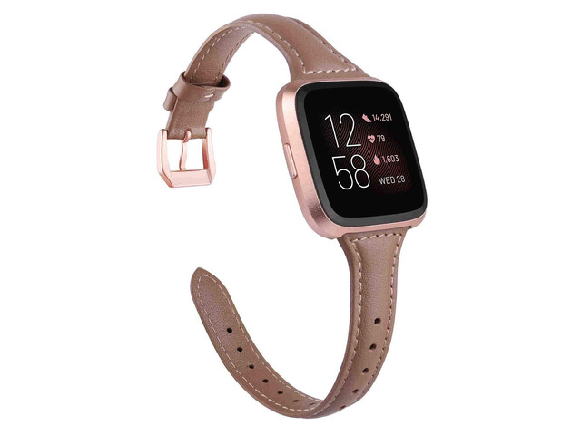 Leather Strap Compatible with Fitbit Versa 2/Versa Watch Bands Women Men Slim Genuine Leather Wristbands Replacement for Versa Lite/Versa 2 Special...