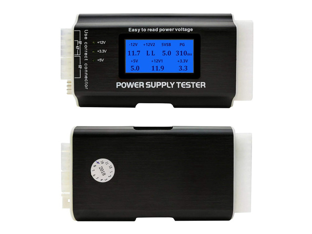 Computer PC Power Supply Tester 1.8'' LCD Screen, Aluminum Alloy Enclosure, ATX/ITX/IDE/HDD/SATA/BYI Connectors Power Supply Tester