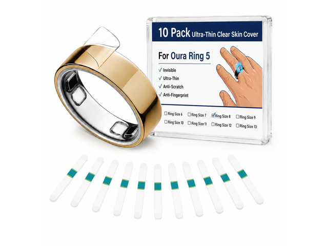 10 Packs Clear Protective Films Compatible for Oura Ring 5,Ultra-Thin Invisible Ring Skin, Crystal Clear Anti-Scratch Smart Ring Cover,Bubble-Free...