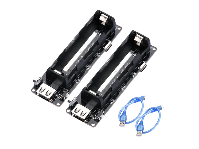 2Pcs 18650 Battery Holder Li-ion Battery with Single Compartment, 18650 Battery Bank & Battery Backup, Support USB 5V/2A 3V/1A Battery Shield...