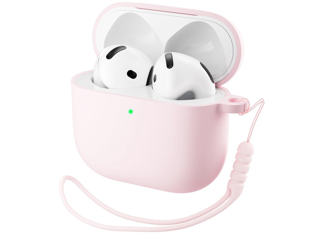 for AirPods 4 Case, Soft Silicone Full Protective Cover with LED Visible, Compatible with AirPods 4th Generation 2024 - Chalk Pink