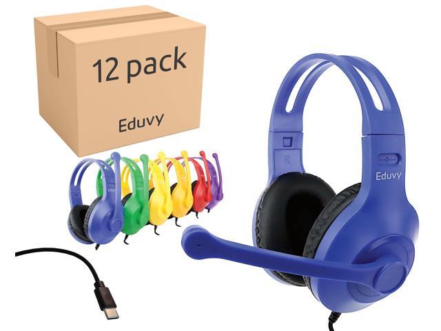 Bulk Type C Headphones for Classroom with Microphone. Heavy-Duty School Pack Wired Headphones for Students with Rotating Boom Mic. Fits USB C Ports...