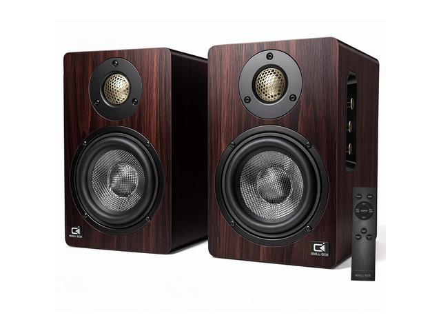 H3 Powered Bluetooth Bookshelf Speakers, 100W Carbon Fiber Woofer, Silk-Dome Tweeter, 24-Bit Optical/USB-C DAC/AUX, PC/Computer/Turntable/Record...