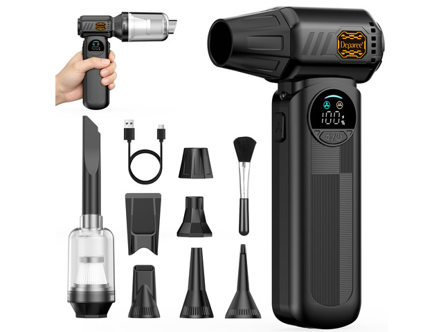 B50 Compressed Air Duster & Vacuum Cleaner, 150,000RPM Turbo Fan with Smart Display & Variable Speed Control, Mini Cordless Electric Air Duster...