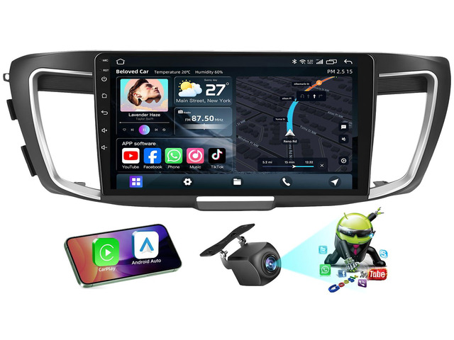 [8Core 4+64G] Car Radio for Honda Accord 9th EX-L 2013 2014 2015: 10.1' 1280 * 800 Touchscreen Stereo with Wireless CarPlay Android Auto 5G WiFi...