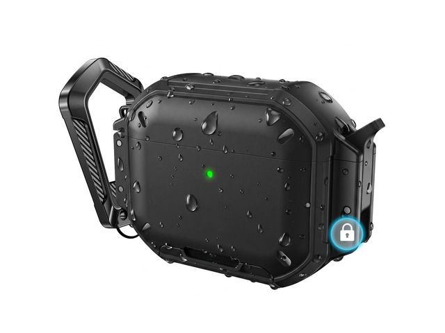 Waterproof Case with Lock for AirPods Pro 3 IP68 waterproof, Mil-grade drop-proof, Secure lock, Keychain & stand. Hard protection for AirPods Pro 3