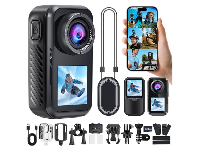 4k 60FPS Mini Body Camera,New Upgrade Action Camera With Wifi,High-Definition Image/64GB/Eis Stabilization/30m Waterproof Pov Camera,Sports Cameras...