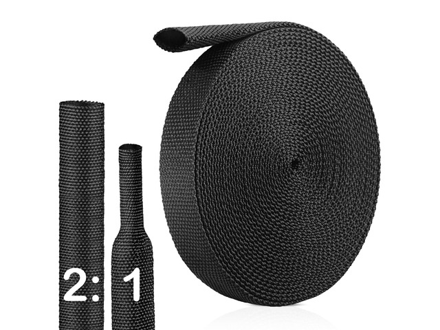 2:1 Heat Shrink Wire Loom Braided Cable Sleeves,Heat Resistant Fabric Woven Shrink Tubing Wiring Harness for Protection Automotive,Harness...