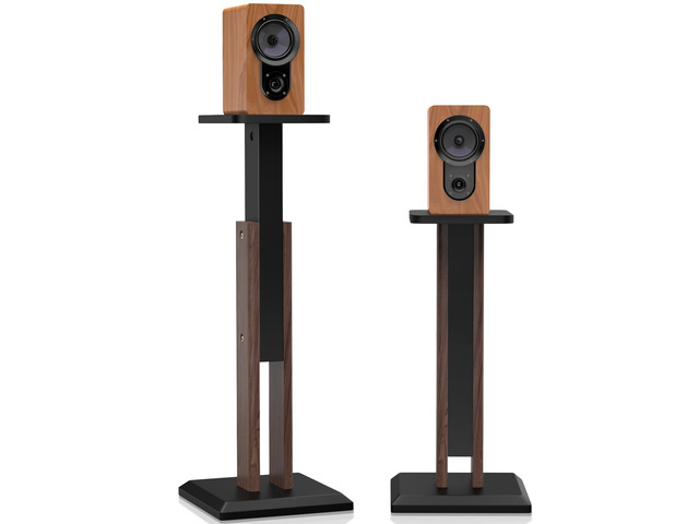 Wood Speaker Stands Pair, 25''to 34'' Height Adjustable Speaker Stands Universal Floor Bookshelf Speaker Stands Studio Monitor Stands for...