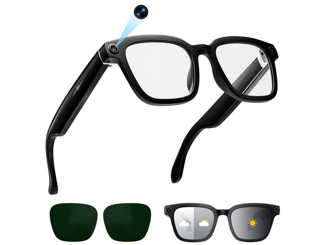 Smart Glasses with Camera, 1080P Video Recording Glasses for Life 165 Languages Real Time Translation, AI Voice Assistant, Open-Ear...