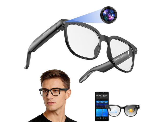 Smart Glasses with Camera, 1080P HD Video Recording Camera Glasses, Bluetooth Open-Ear Audio Smart Glasses, AI Voice Assistant, Dual Cameras, Touch...
