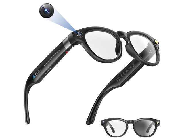 AI Smart Glasses with Camera and Bluetooth, 8MP 4K Video Audio Recording Glasses with Translation & Voice Control, IP67 Waterproof Smart Glasses...